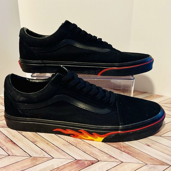 Vans Old Skool Men's 12 Flame Wall Black Suede Sneakers